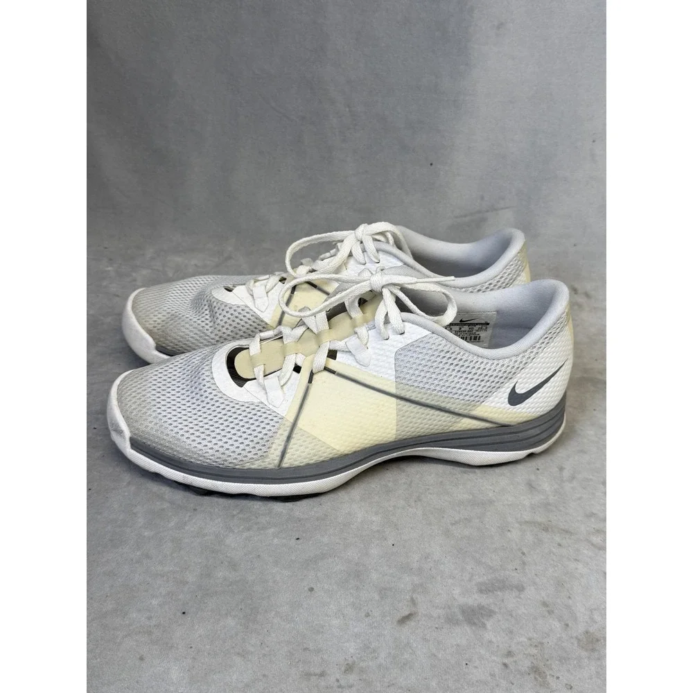 Nike Training Shoes Womens Size 8.5 White Gray‎ Lunarlon Sneakers 628539-002
